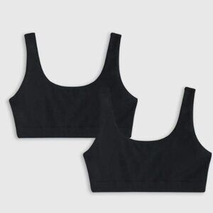 Quince Organic Cotton Tank Bralette (2-pack), Black